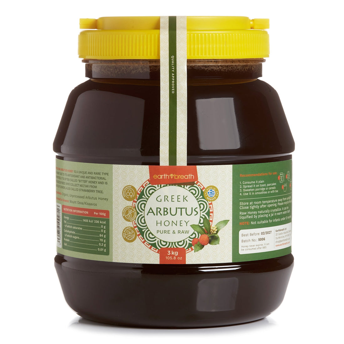 Organic Raw Greek Arbutus Floral Honey Earthbreath