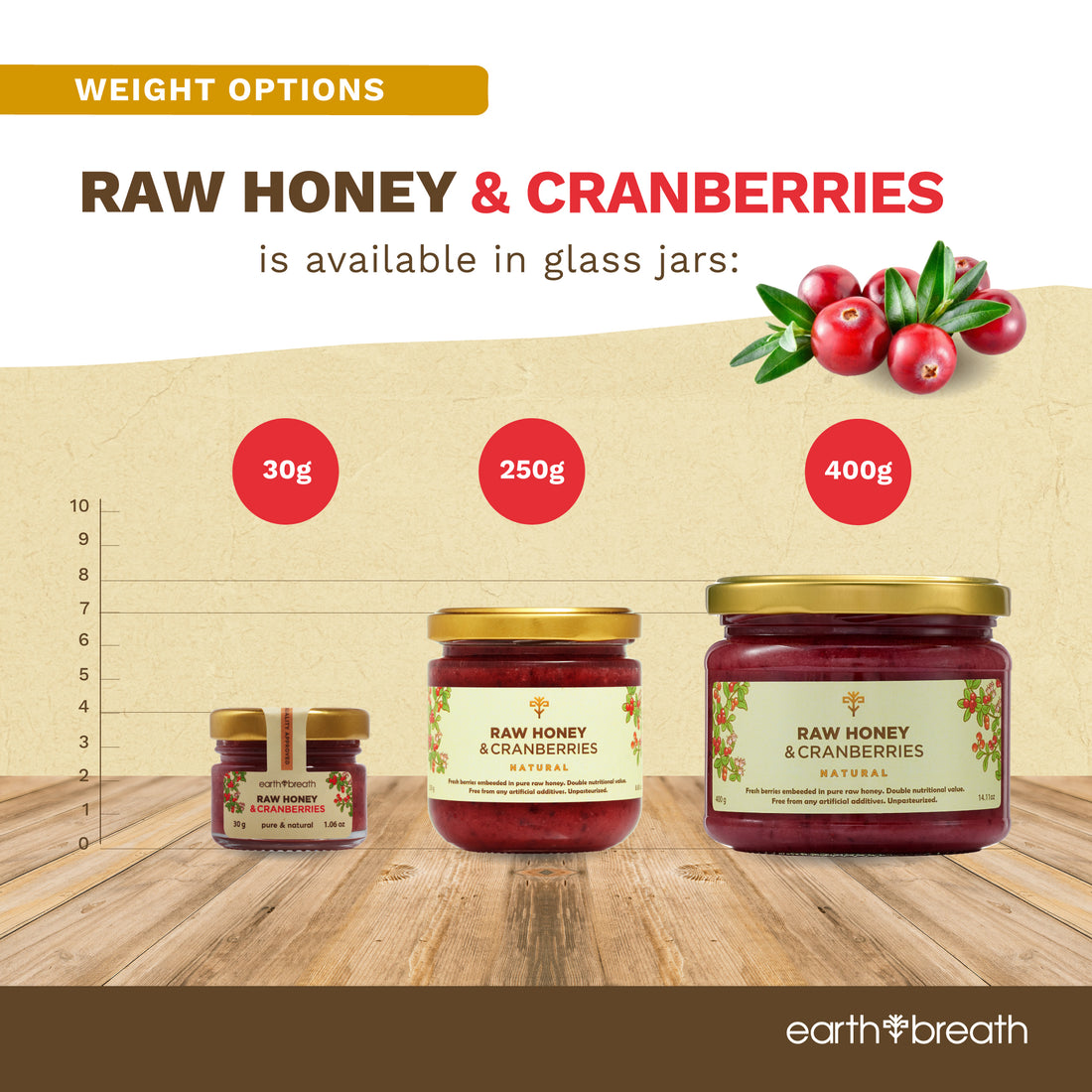 Honey with Cranberries 30g x 16 Mini Jars