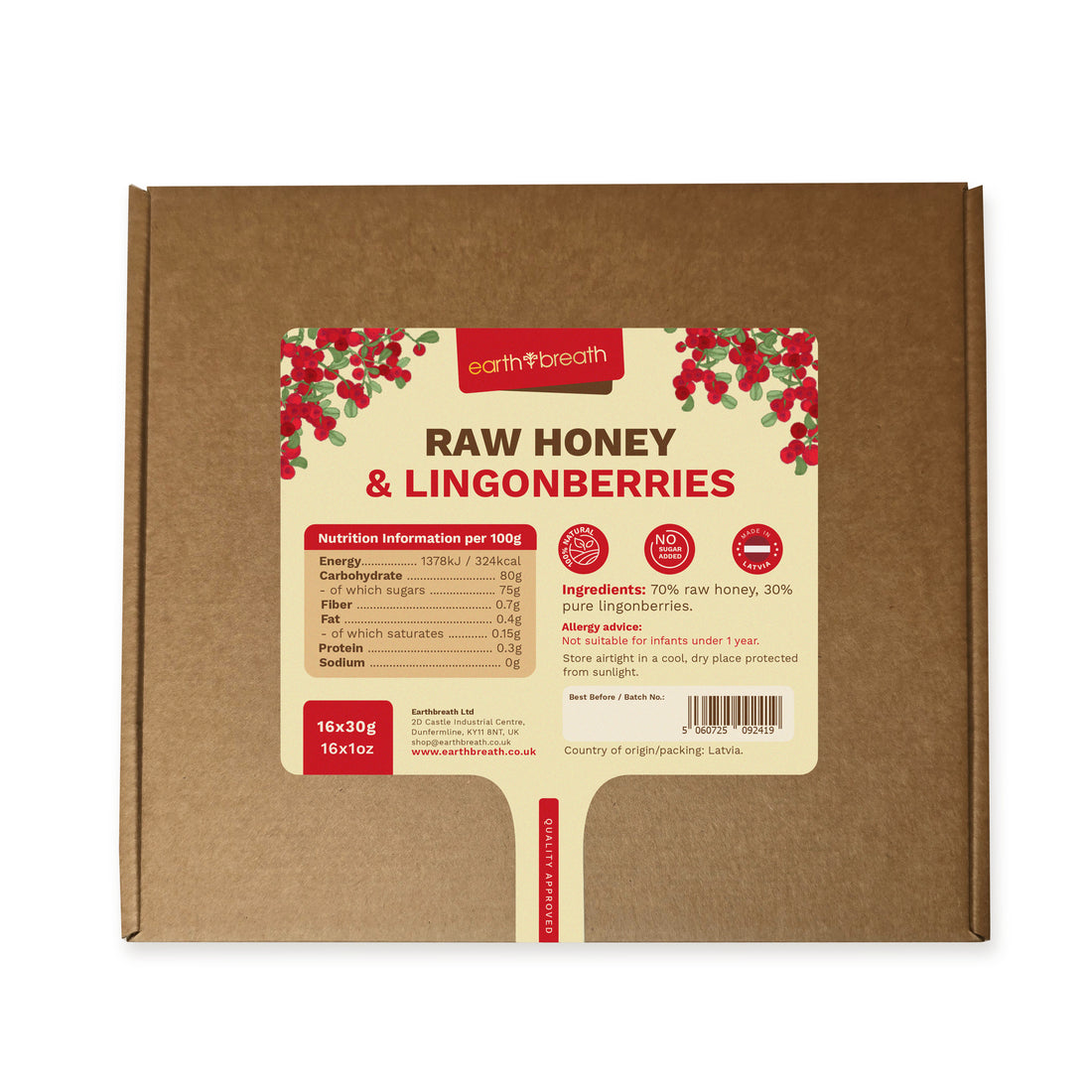 Honey with Lingonberries 30g x 16 Mini Jars