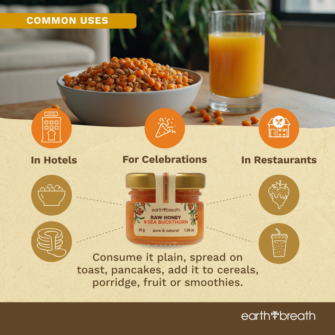 Honey with Sea Buckthorn 30g x 16 Mini Jars (Copy) Earthbreath