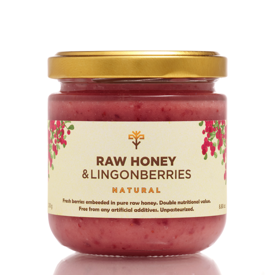 Raw Honey with Lingonberries 250g – Earthbreath