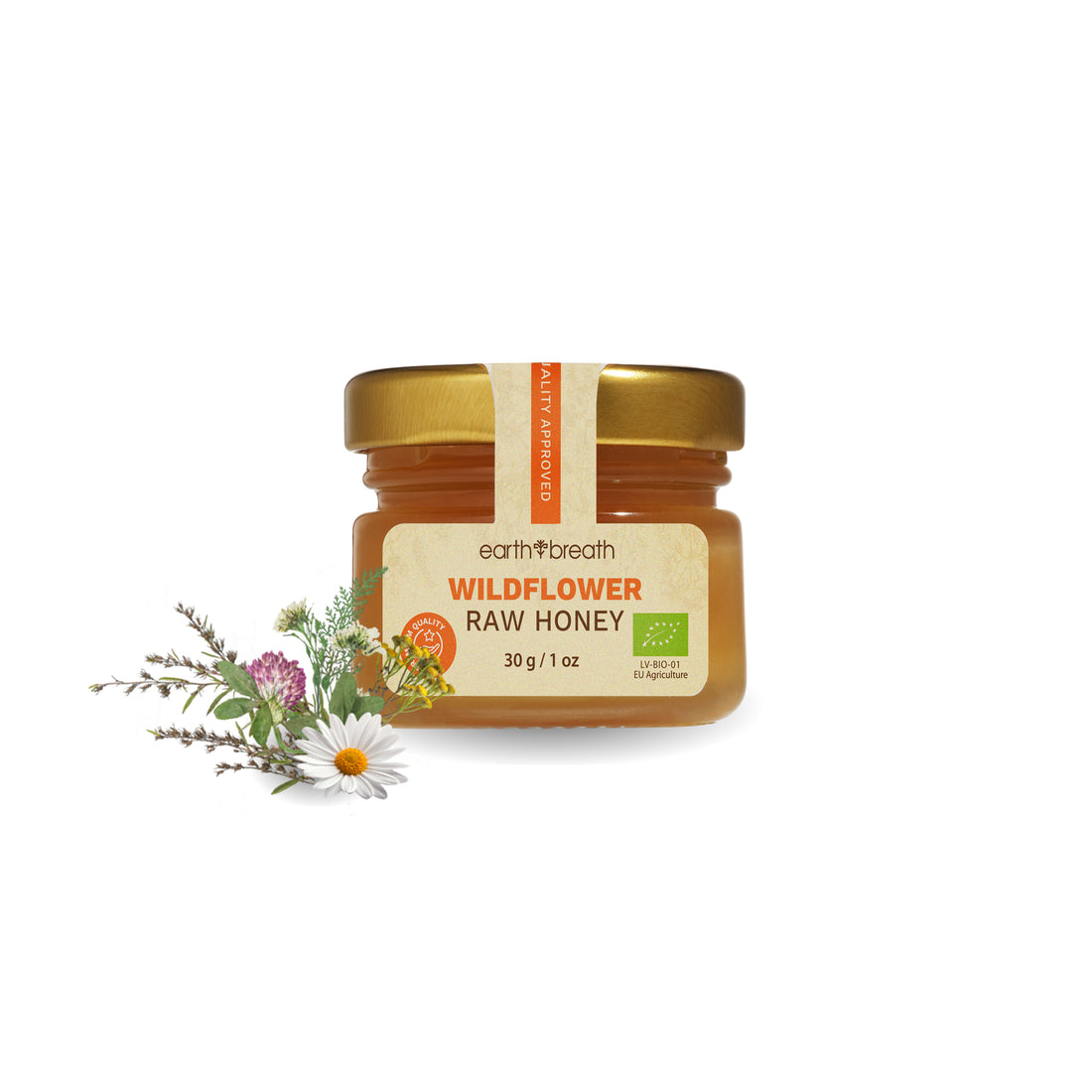 Organic Raw Wildflower Honey 30g mini jar with wildflowers – Earthbreath