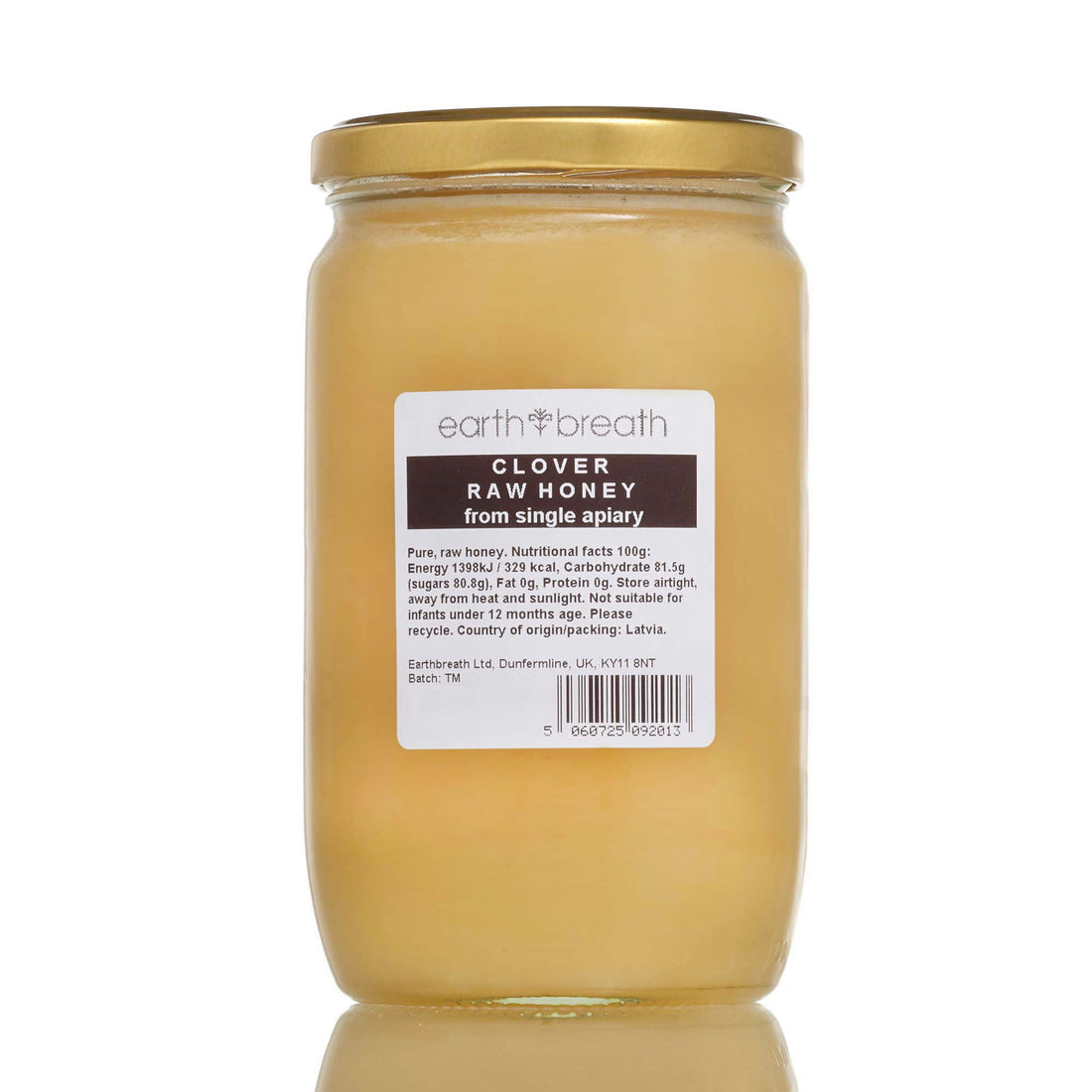 Raw Clover Honey, back label – Earthbreath