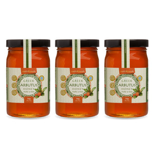 Set of 3 Organic Raw Greek Arbutus Floral Honey