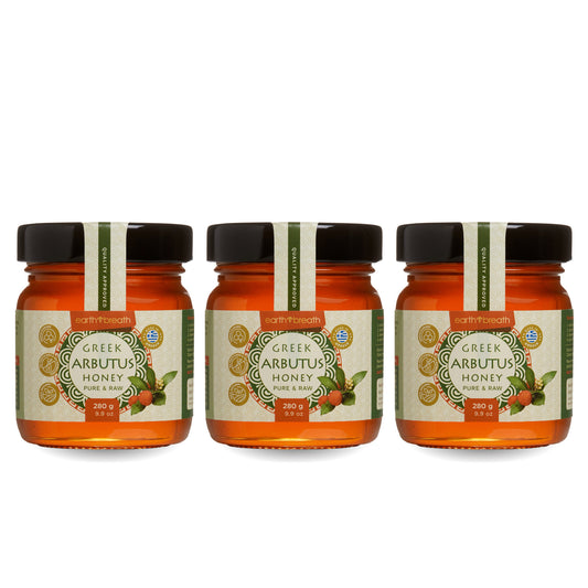 Set of 3 Organic Raw Greek Arbutus Floral Honey