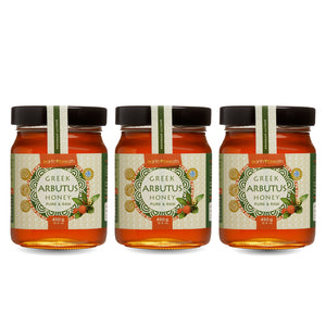 Set of 3 Organic Raw Greek Arbutus Floral Honey