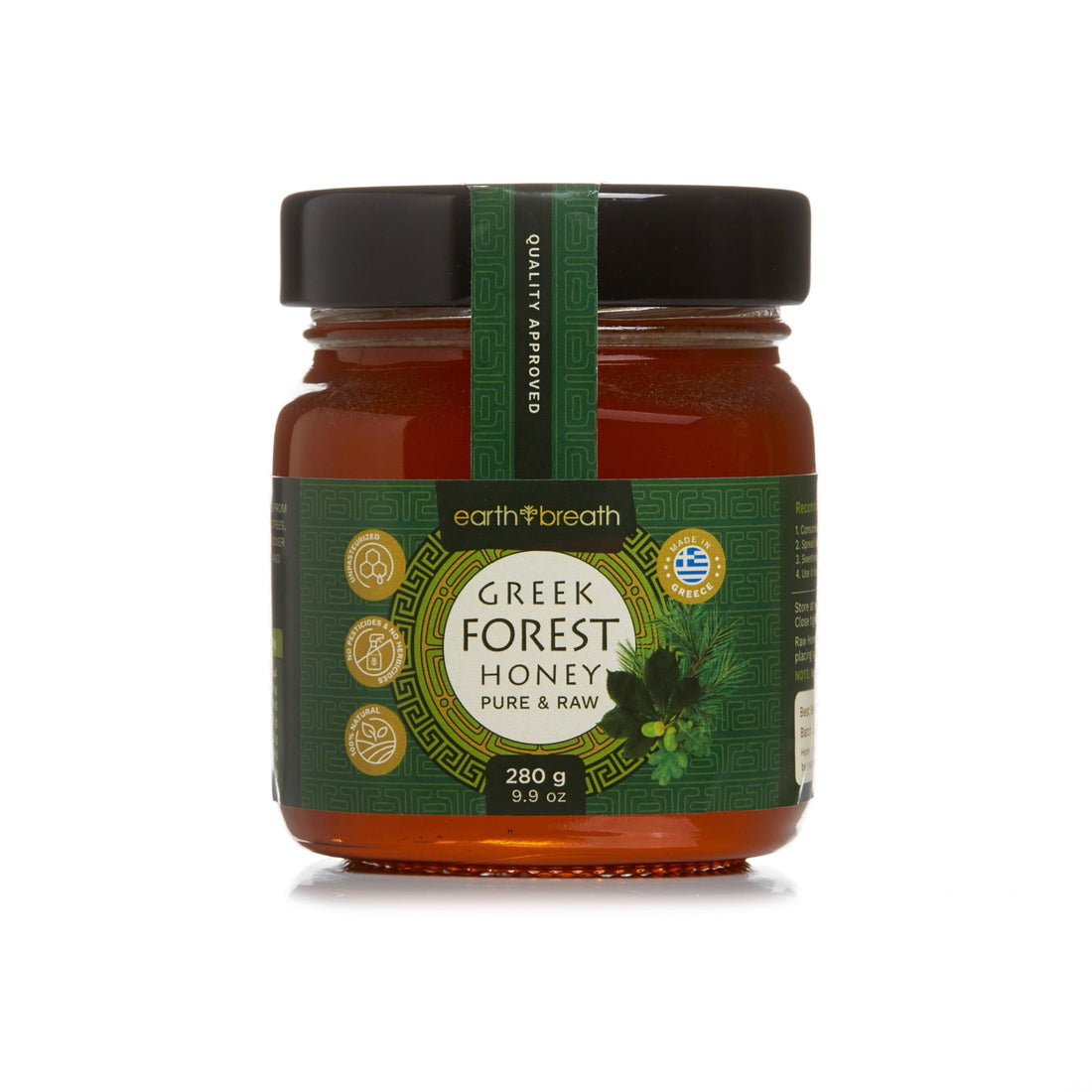 Organic Raw Greek Forest Honeydew Honey 280g Earthbreath