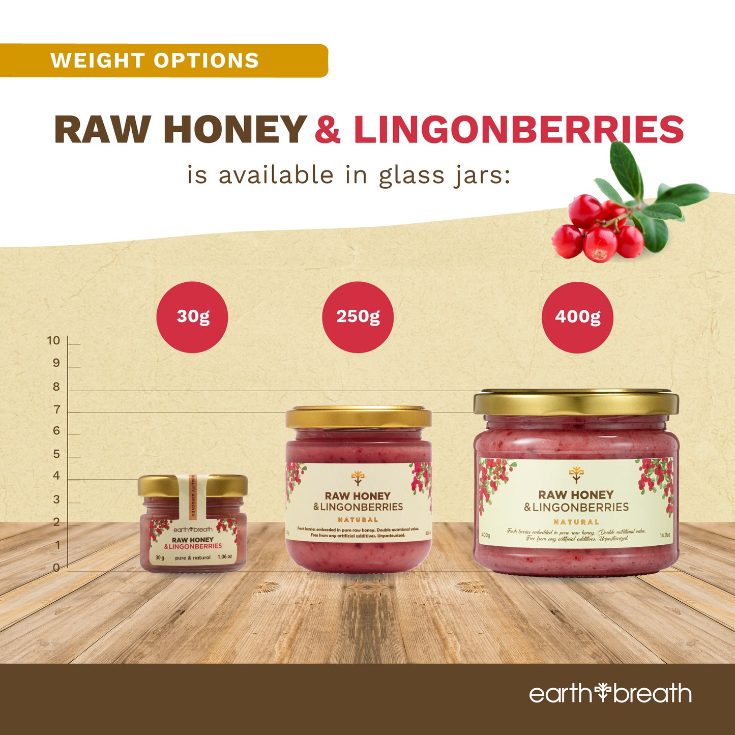 Honey with Lingonberries 30g x 16 Mini Jars