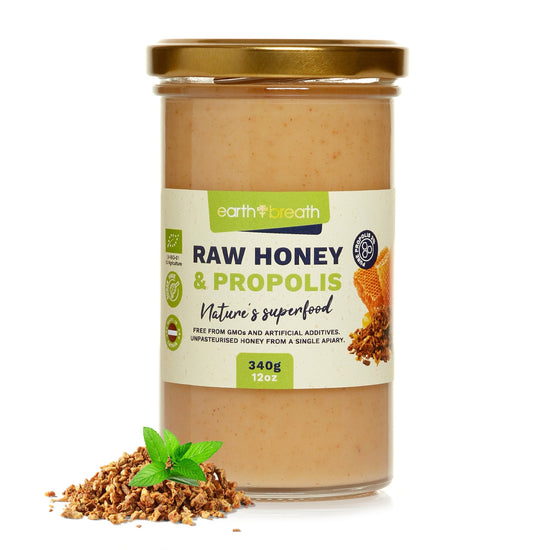 Family Set - Organic Honey with Raw Propolis, Bee Pollen, Honey with Bee Bread, Honey with Ginger, Honey with Lingonberries (Copy) Earthbreath