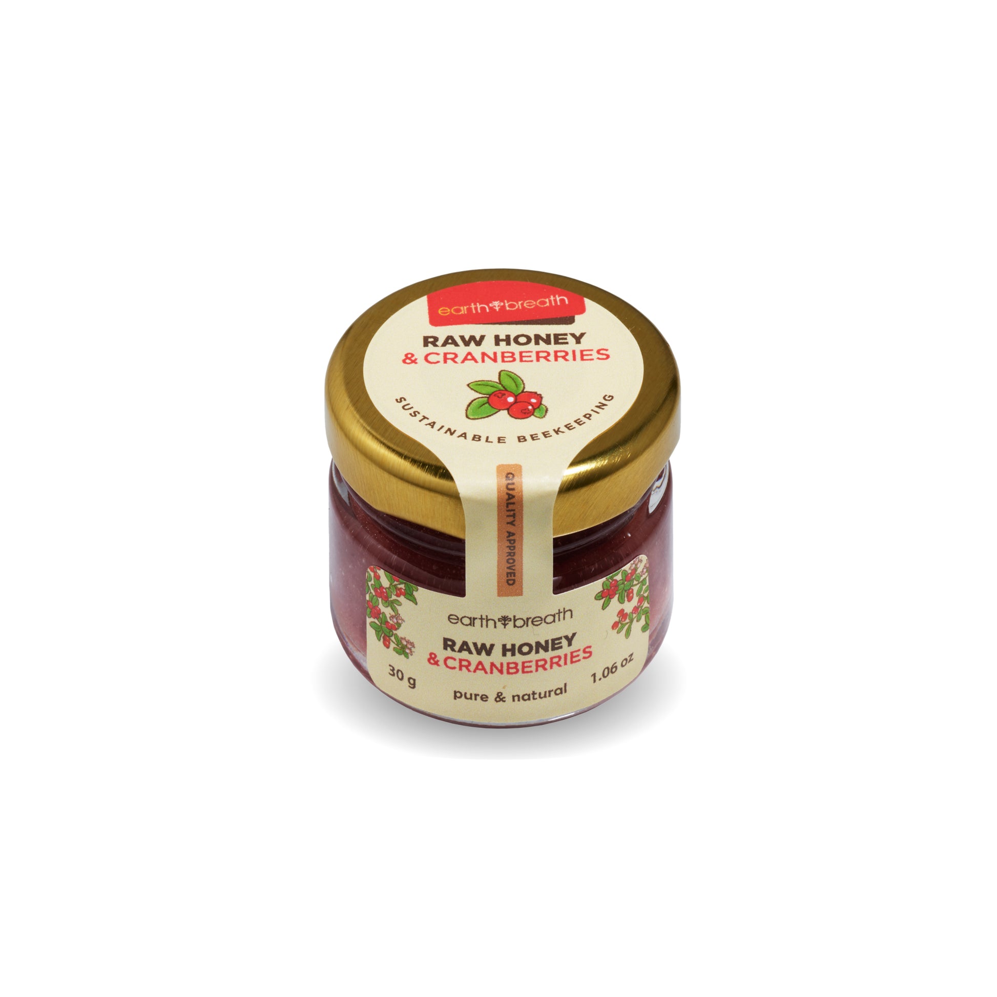 Honey with Cranberries 30g x 16 Mini Jars Earthbreath