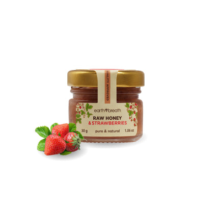 Honey with Strawberries 30g x 16 Mini Jars Earthbreath