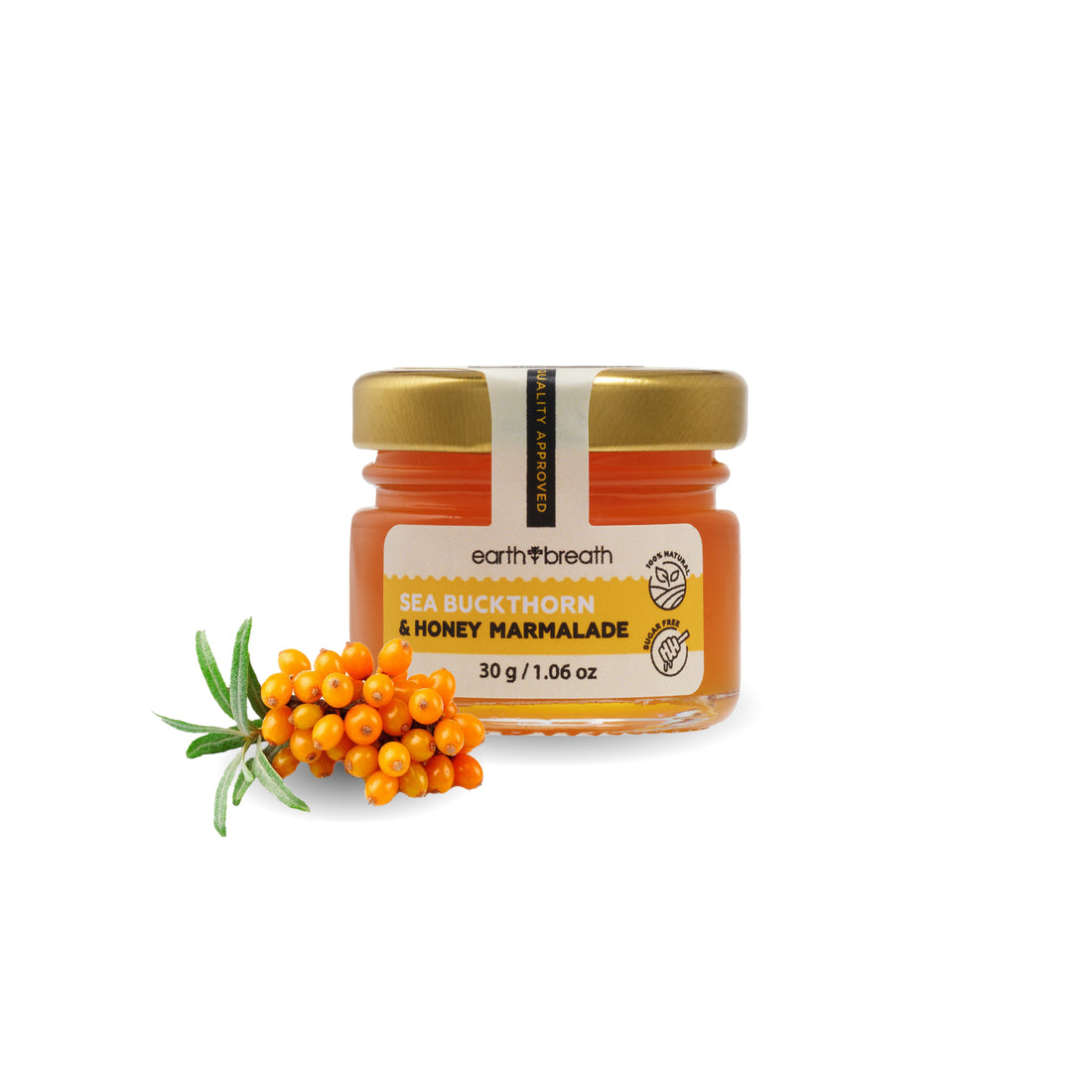 Sea Buckthorn & Honey Marmalade 30g mini jar with sea buckthorn berries – Earthbreath