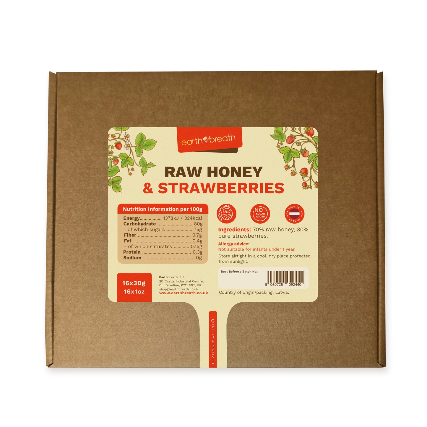 Honey with Strawberries 30g x 16 Mini Jars Earthbreath