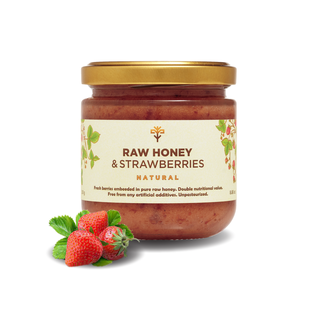 Honey with Strawberries 30g x 16 Mini Jars Earthbreath