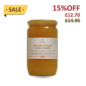 Organic Pure Wildflower Honey 1kg - melted & crystalized