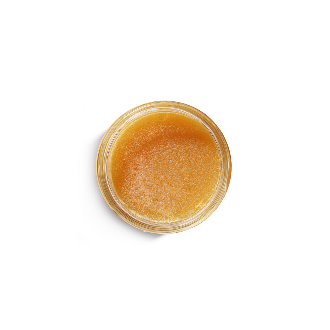 Open mini jar of Organic Raw Wildflower Honey, top view – Earthbreath