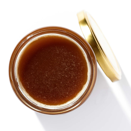 Raw Buckwheat Honey in an open jar, top view – Earthbreath
