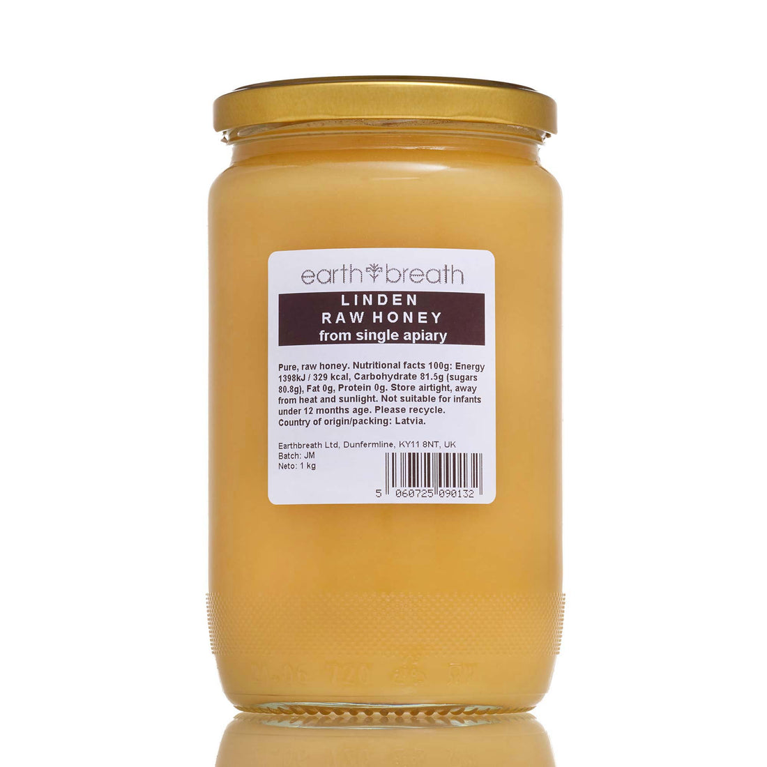 Raw Linden Honey 1kg, back label – Earthbreath