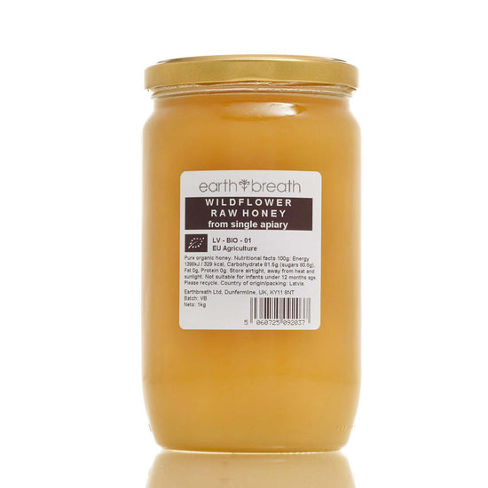 Raw Wildflower Honey 1kg, back label – Earthbreath